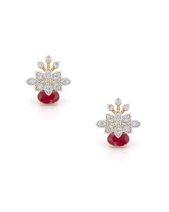 Ruby Floral Cluster Stud Earrings