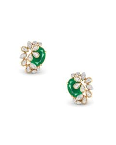 Emerald Flower Diamond Earrings