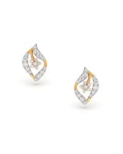 Twisting Diamond Leaf Studs in Polished Gold