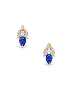 Sapphire and Diamond Leaf Studs