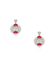 Ruby and Diamond Scallop Earrings