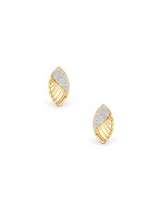 Leaf-Motif Diamond Pavé Stud Earrings