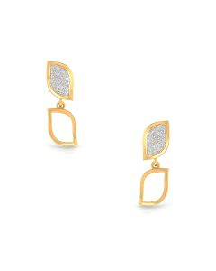 Double Diamond Leaf Drop Earrings with Polished Finish