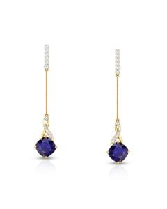 Blue Gemstone Earrings with Unique Diamond Setting