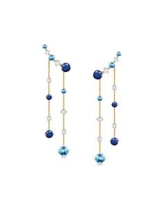 Chain-Link Earrings with Vibrant Blue Gemstones