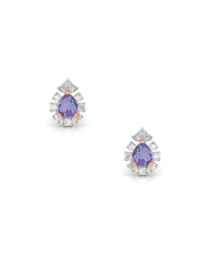 Teardrop Gemstone Studs with Radiant Diamond Halo