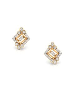 Hexagonal Gemstone Studs with Sleek Diamond Details