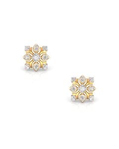 Flower-Inspired Diamond Earrings with Artistic Detailing