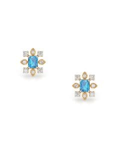 Artistic Diamond Cluster Studs with Floral Accents