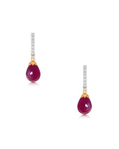 Ruby Drop Earrings with Elegant Diamond Details