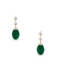 Emerald Drop Earrings with Diamond Cluster Detailing