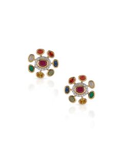 Heritage Diamond Earrings with Oval Multi Colored Stones