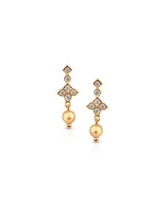 Golden Bead Drop Diamond Studs
