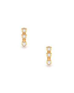 Linear Diamond Studs With Graduated Round Stone Droplets