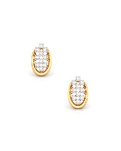 Grid Textured Oval Earrings With Diamond Illusion Setting