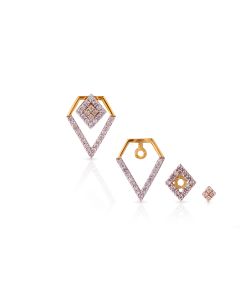 Diamond Shield Earrings with Layered Grid Format