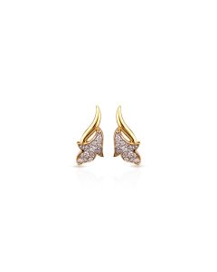Golden Spark Leaf Diamond Studs for Glitter-Loving Kids