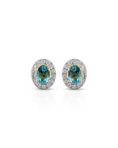 Ocean-Toned Diamond Studs with Elegant Frame