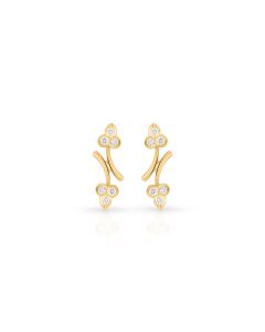 Floral Branch Diamond Studs with Radiant Golden Artistry