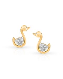 Swan Grace Gold Studs with Diamond Charm