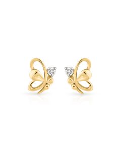 Butterfly Flight Gold Studs with Brilliant Diamond Detailing