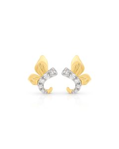 Butterfly Wing Diamond Studs with Gleaming Gold Finish