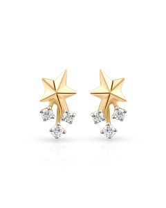 Star and Dangle Gold Studs with Diamond Twinkle