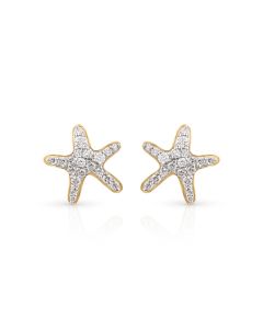 Starfish Gold Studs with Diamond Ocean Shine