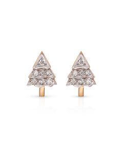 Christmas Tree Gold Studs with Diamond Sparkle