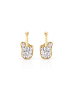 Guitar Rhythm Gold Studs with Diamond Melody Detail