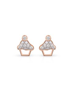 Cupcake Charm Gold Studs with Diamond Frosting Glow