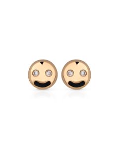 Smiley Face Gold Studs with Diamond Eyes of Joy