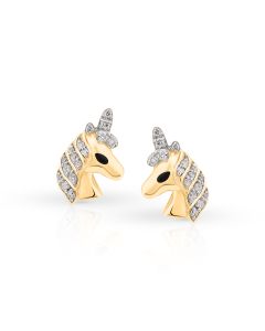 Unicorn Dream Gold Studs with Diamond Magic Mane