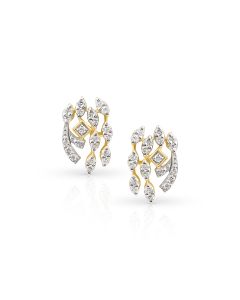 Symmetric Leaf Diamond Studs with Polished Golden Grace