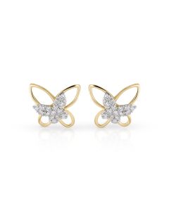 Petite Butterfly Gold Studs with Diamond Whisper
