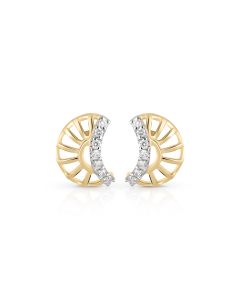 Crescent Curve Gold Studs with Diamond Glow