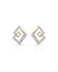 Dual Diamond Square Studs with Modern Gold Finish