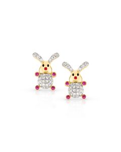 Bunny Bliss Gold Studs with Diamond Glow