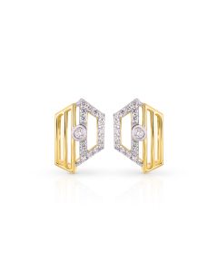 Hexa Glow Gold Studs with Diamond Geometry