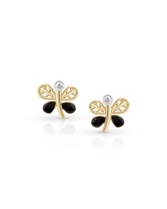 Dragonfly Delight Gold Studs with Diamond Shine