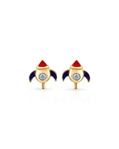 Rocket Adventure Gold Studs with Diamond Trail