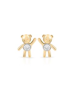 Teddy Hug Gold Studs with Diamond Smile