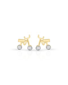 Little Cyclist Gold Studs with Diamond Wheels