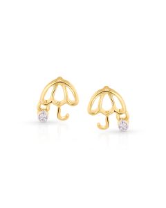 Umbrella Joy Gold Studs with Diamond Raindrop