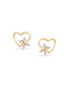 Golden Duo Heart Studs with Diamond Affection