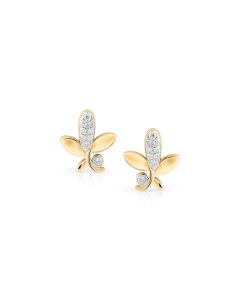 Blooming Flower Bud Diamond Studs with Golden Petal Detailing