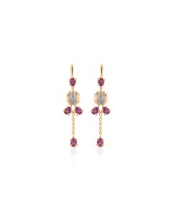 Navratri Lotus Drop Earrings with Amethyst & Diamonds