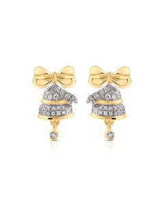 Gold diamond earrings honoring Chandraghantas strength on Navratri Day 3