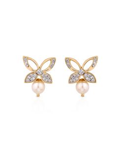 Butterfly Embrace Pearl and Diamond Earrings