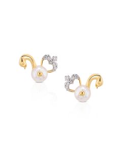 Swan Inspired Diamond and Pearl Earrings